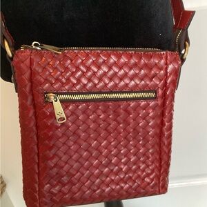 Patricia Nash Red Woven Leather Crossbody Bag